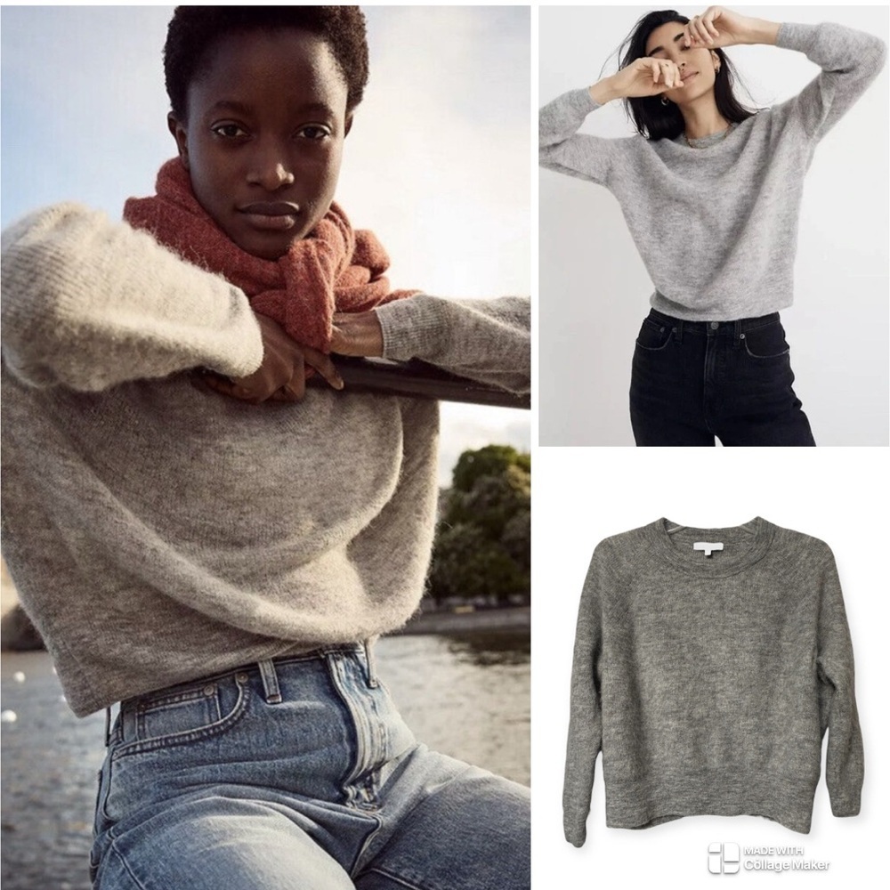 Madewell Ashland Lightweight Alpaca-Blend Sweater in a grey/heather